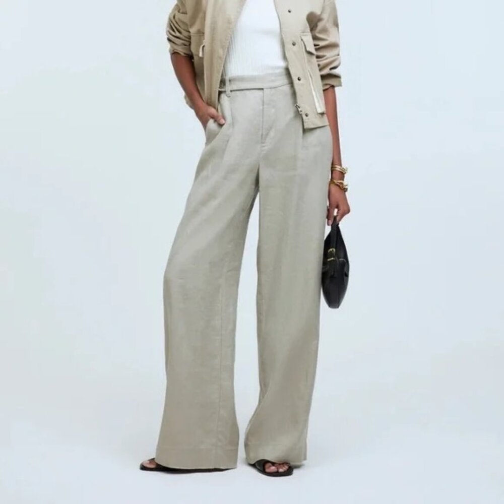 NWT Madewell Petite Harlow Wide-Leg Pant in 100% Linen | 0P